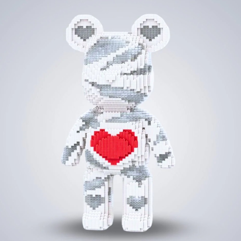 Teddy Blocks | White Bear with Red Heart